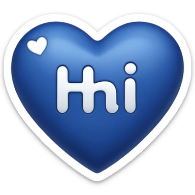 Dark blue heart with the words hi in the middle  sticker