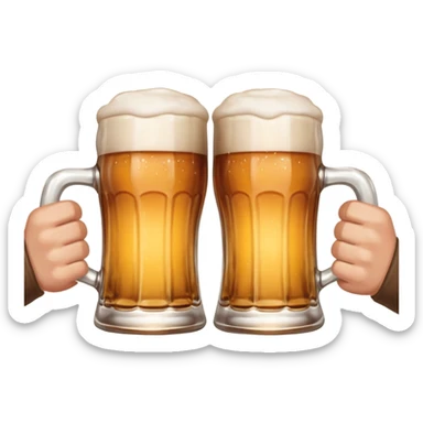 hands clinking beer mugs cheers no face sticker