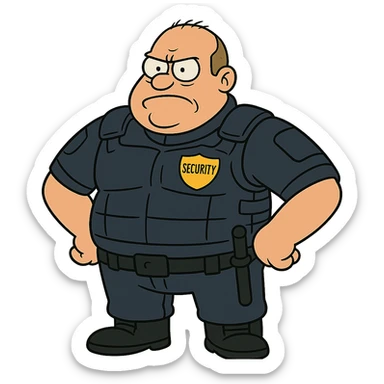 security guard with little hair and reinforced uniform sticker