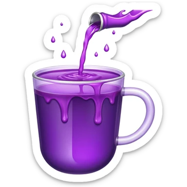 A cup of purple liquid spilling out of it sticker