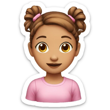 Little Girl with brown-pink pigtails sticker
