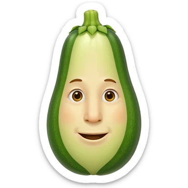 cartoon character with an exaggerated, long, green zucchini-shaped nose, humorous style sticker
