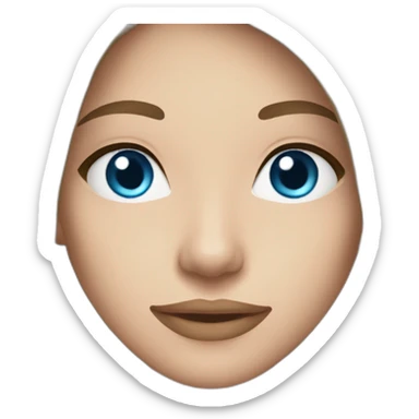 women long straight hair light brunette and blue eyes sticker