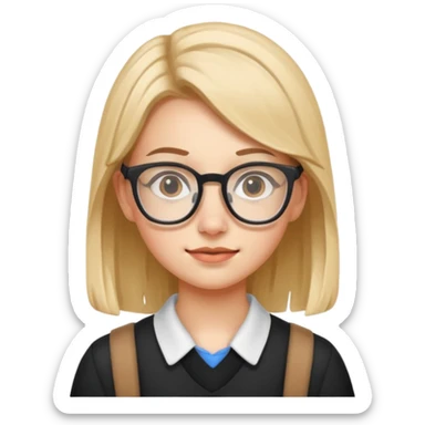 nerd girl with pimples and glasses sticker