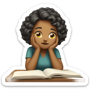 A girl studying and being exhausted  sticker