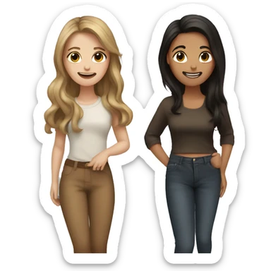 Two best friends they are tan one with black and brown hair and the other one with brown hair sticker