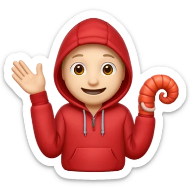 worm in a red hoodie sticker