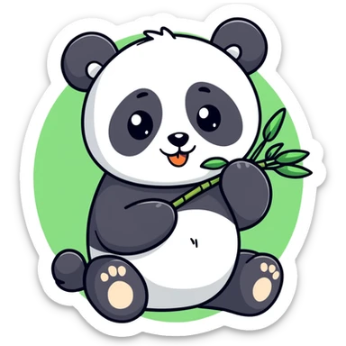 A lovely panda eating bamboo sticker
