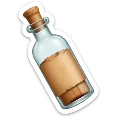 glass bottle with a paper message inside sticker