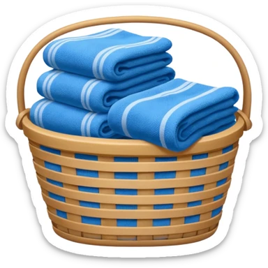 laundry basket with blue towels sticker