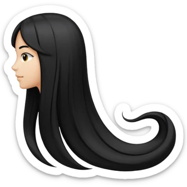 back view of long black hair sticker