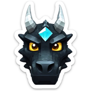 Minecraft Glitter Black Dragon Head With Diamond Horn sticker