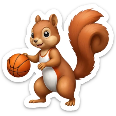 a squirrel plays basketball sticker