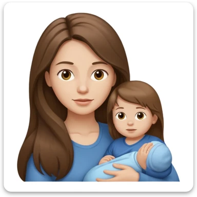 Exhausted Light brunette long hair fit mom with baby boy sticker