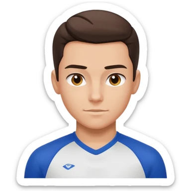 teen boy slick back brunette hair wearing sport clothes giving famous school boy vibe with confident attitude and smirk sticker