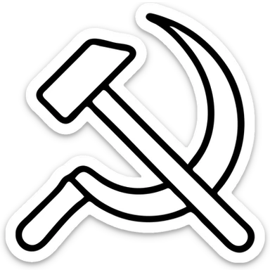 A hammer and sickle tool symbol with the hammer and sickle crossed sticker