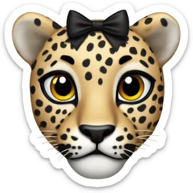 A leopard with black bow sticker