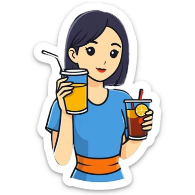 Mom with a drink sticker