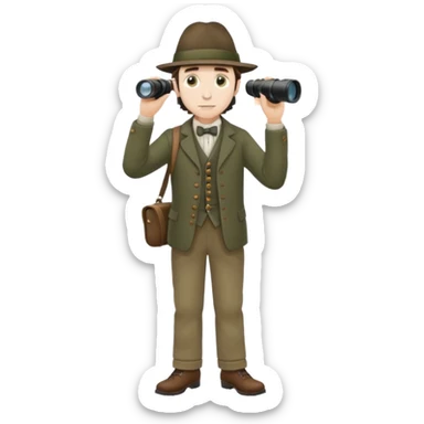 henry David thoreau full body birdwatching with binoculars sticker