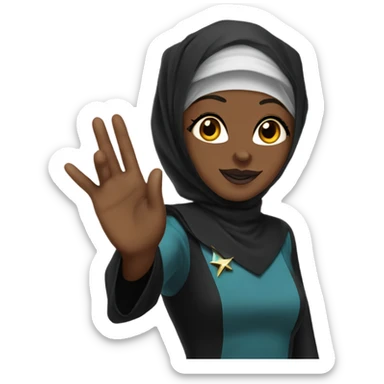 Black Hijabi Star Trek Vulcan hand salute sticker