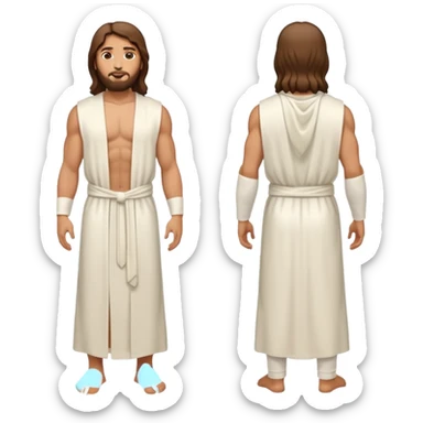 fullbody jesus christ jacked, sleeveless white robe front and backview sticker