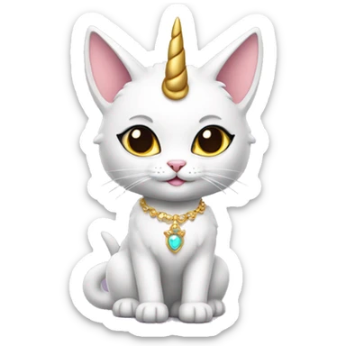 princess-cat with unicorn horn and necklace full body sticker