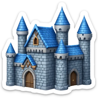  Castle with blue roof 3d with texture sticker