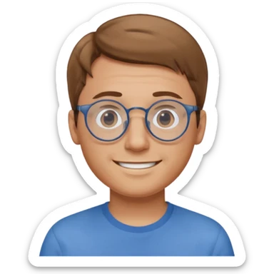 homme cheveux court marron clair sans barbe sourrir avec lunettes rondes sticker