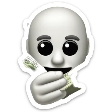An emoji of a hand that seems to be handing over to the viewer 5 pieces of $100 bills, fanned out. Apple style sticker