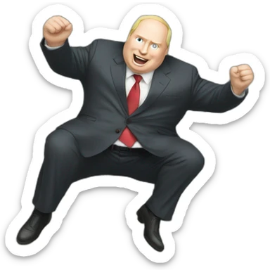 Fat vladimir poutine jumping into a pile of money sticker