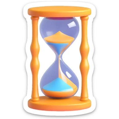 charming 3D hourglass, plump and cute, shiny reflections, soft pastel colors, playful friendly appearance sticker