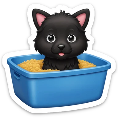 dog in litter box for cats sticker