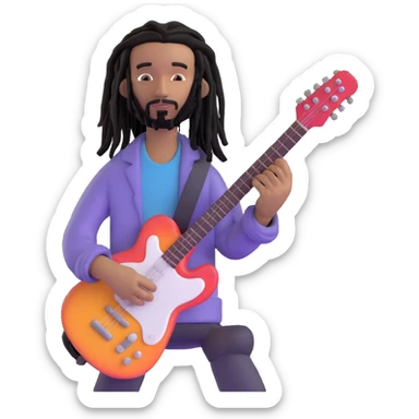 Steve Lacy with black dreads and guitar sticker