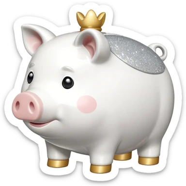 glitter white symbol pig bank sticker