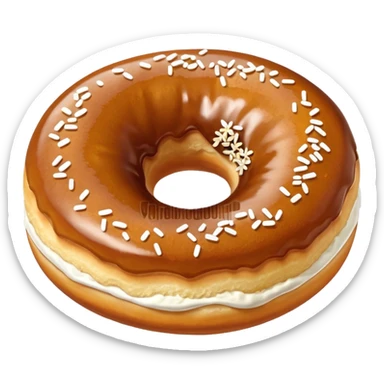 a slovenian traditional donut krof  - a bun with some white sprinkles on top, no hole sticker