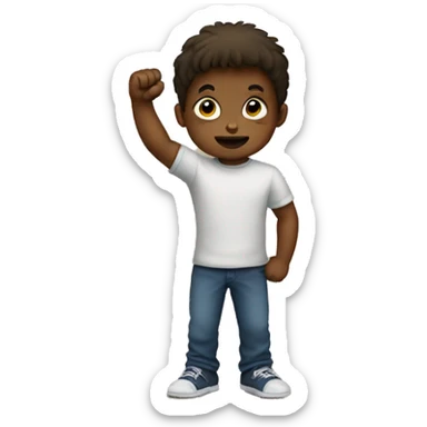 Little kid holding up fist  sticker