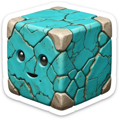 american-turqoise-intricate-stone-age-rocky-cube-shaped sticker