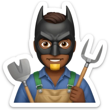 gardener with brown skin and batman mask sticker