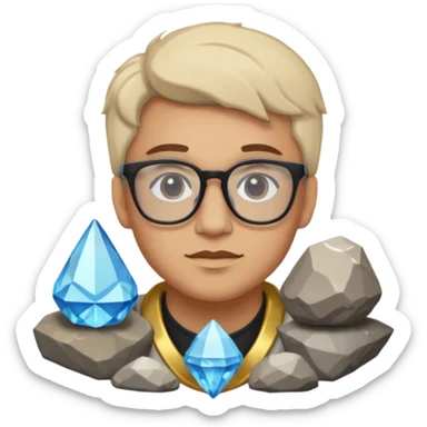 mineral rock fan geologist just face with lots of gem accessories sticker