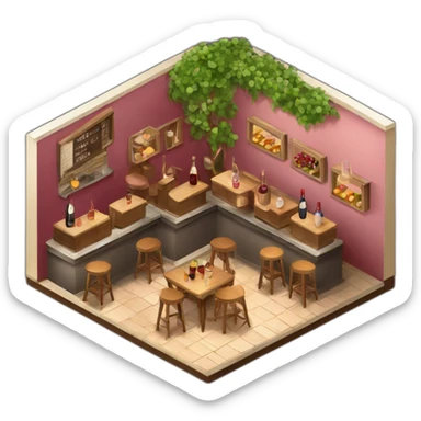 Wine cafe bar isometric sticker