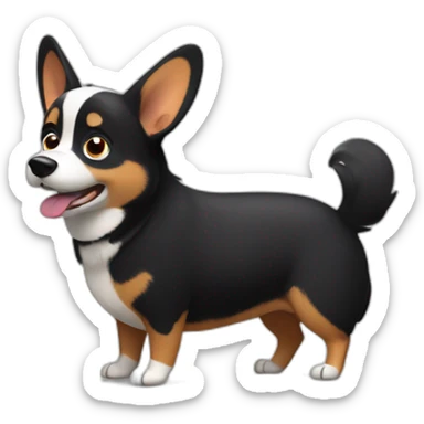 Black corgi Pixar style confused sticker