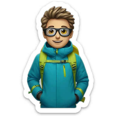 Un garçon à das lunettes de ski sticker