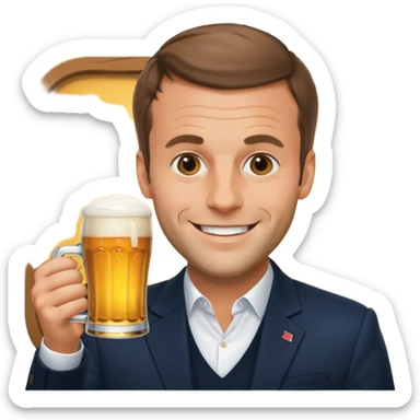 Macron qui boie une biere sticker