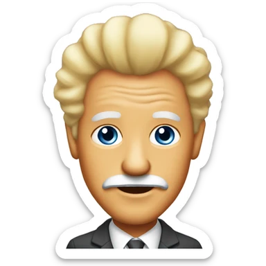 Orange skinned old man with fluffy blonde hair in a business suit sticker