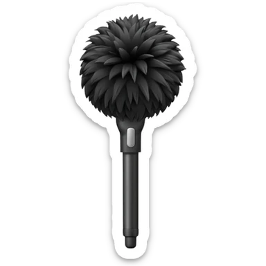 boom fluffy microphone with stick sticker