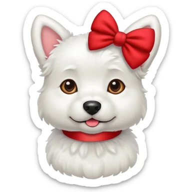 White dog with bow on top sticker