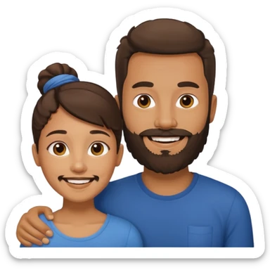 mixed race couple, man with beard sticker