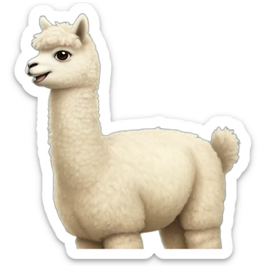 Full size alpaca with a dinosaur heaf sticker