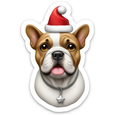 French bull dog wearing a Christmas hat  sticker