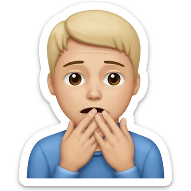 Crying with hand on mouth sticker